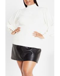 City Chic - Sofia Mock Neck Rib Sweater - Lyst