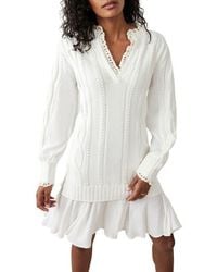 Mint Velvet - Cable Knit Gathered Hem Mini Dress - Lyst