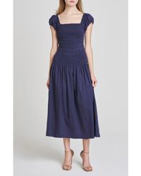 Wayf - Cassidy Smock Bodice Midi Sundress - Lyst