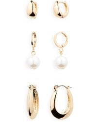 BP. - Set Of 3 Imitation Pearl Hoop Earrings - Lyst
