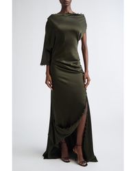 Victoria Beckham - Rouleaux Trim Draped Satin Gown - Lyst
