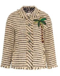 Maison Common - Striped Jacket With Palm Tree Embroidery - Lyst