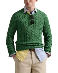 Polo Ralph Lauren - Cable Knit Cotton Crewneck Sweater - Lyst