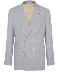 Brunello Cucinelli - Houndstooth Deconstructed Blazer - Lyst