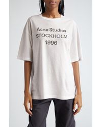 Acne Studios - Exford 1996 Mélange Distressed Logo Cotton & Hemp Graphic T-shirt - Lyst