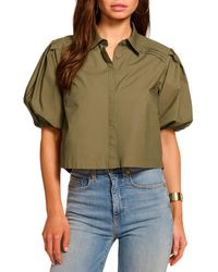 Ramy Brook - Valeria Puff Sleeve Cotton Button-Up Shirt - Lyst