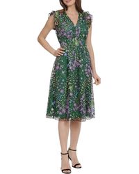 Maggy London - Floral Embroidered Tulle Dress - Lyst