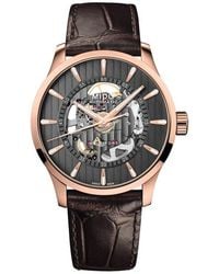 MIDO - Multifort Skeleton Vertigo Rose Tone Automatic Leather Strap Watch, 42Mm - Lyst