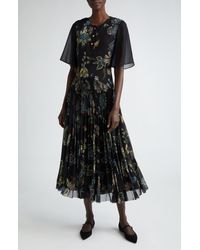 Jason Wu - Floral Forest Pleated Drop Waist Midi Dress - Lyst