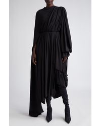Balenciaga - All In Pleated Asymmetric Drape Jersey Dress - Lyst