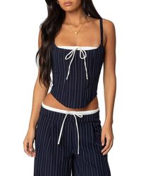Edikted - Pinstripe Peekaboo Corset Top - Lyst