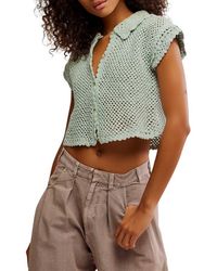 Free People - Lily Crop Crochet Cardigan - Lyst