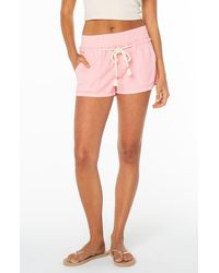 Roxy - Paddle On Drawstring Cotton & Linen Shorts - Lyst