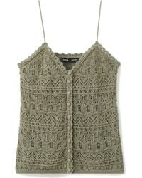 Mango - Open Knit Button-Up Camisole - Lyst