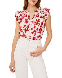 Rails - Floral Ladder Stitch Flutter Sleeve Top - Lyst