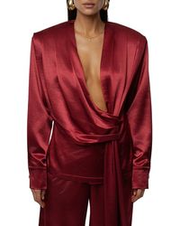 JLUXLABEL - Statement Satin Drape Top - Lyst
