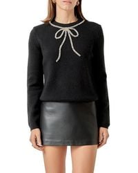 English Factory - Rhinestone Bow Sweater - Lyst