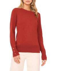 Halogen® - Button Cuff Crewneck Sweater - Lyst