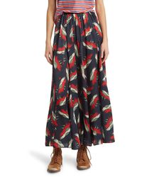 The Great - The Godet Floral Satin Maxi Skirt - Lyst