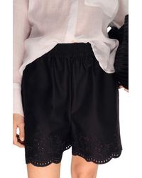 Mango - Embroidered Satin Shorts - Lyst