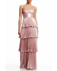 Dress the Population - Zahrah Tiered Pleated Satin Evening Gown - Lyst