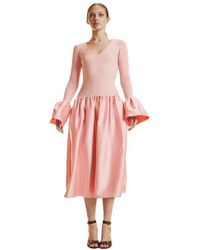 Cynthia Rowley - Rib Knit Silk Wool Combo Dress - Lyst