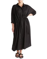 UNIVERSAL STANDARD - Drawstring Waist Button-Up Linen Blend Shirtdress - Lyst
