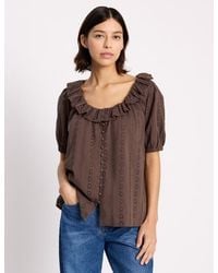 Albaray - Ruffle Neck Button-Front Blouse - Lyst