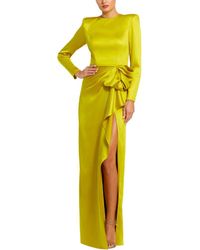 Mac Duggal - Long Sleeve Structured Bow Draped Column Gown - Lyst