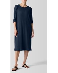 Eileen Fisher - Long Sleeve Rib Dress - Lyst
