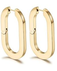 Jane Basch - Flat Oval Hinge Hoop Earrings - Lyst