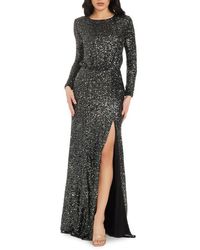 Dress the Population - Mischa Sequin Side Slit Long Sleeve Gown - Lyst