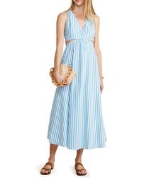 Vineyard Vines - Stripe Cutout Cotton Blend Midi Dress - Lyst