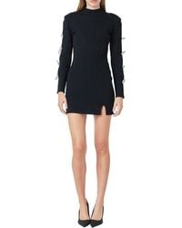 Endless Rose - Rhinestone Bow Long Sleeve Sweater Minidress - Lyst