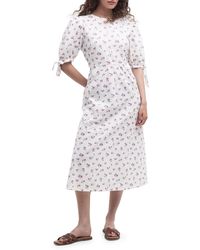 Barbour - Goodleigh Floral Puff Sleeve Cotton Midi Dress - Lyst