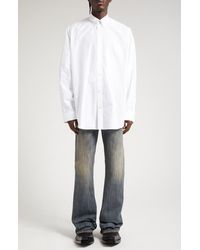 Balenciaga - Oversize Logo Back Cotton Poplin Button-Down Shirt - Lyst