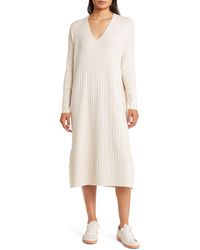 Caslon - Caslon(r) Long Sleeve Rib Sweater Dress - Lyst