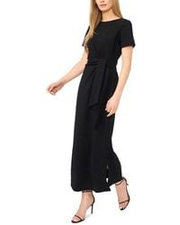 Halogen® - Tie Front Short Sleeve Midi Dress - Lyst