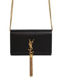 Saint Laurent - Cassandre Kate Tassel Leather Wallet On A Chain - Lyst