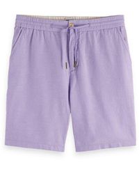 Scotch & Soda - Flat Front Slub Cotton & Linen Twill Drawstring Bermuda Shorts - Lyst