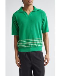 Bode - Bentgrass Stripe Cotton Polo Sweater - Lyst