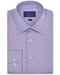 David Donahue - Trim Fit Dobby Micro Check Cotton Dress Shirt - Lyst