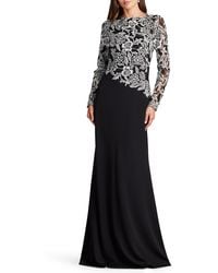 Tadashi Shoji - Sequin Lace Long Sleeve Crepe Gown - Lyst