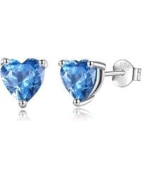 Donatello Gian - Solid Sterling Created Gemstone Heart Stud Earrings - Lyst