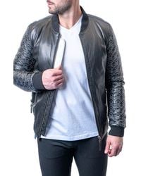 Maceoo - Skull Sleeve Leather Jacket - Lyst
