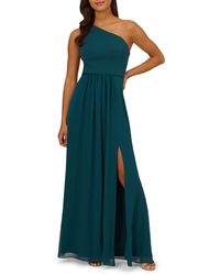 Adrianna Papell - One-shoulder Crepe Chiffon Gown - Lyst