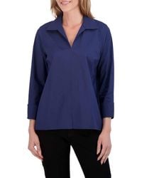 Foxcroft - Agnes Split Cuff Popover Blouse - Lyst