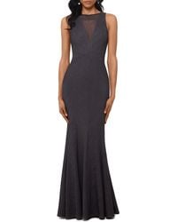 betsy and adam embellished chiffon illusion gown