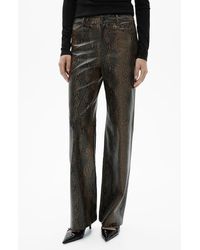 Mango - Snakeskin Effect Faux Leather Straight Pants - Lyst