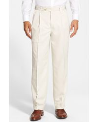 Berle - Self Sizer Waist Pleated Classic Fit Microfiber Trousers - Lyst